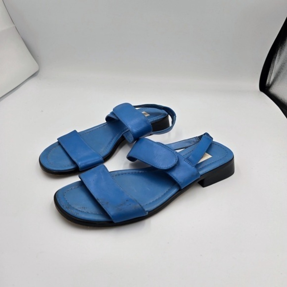 Talbots Blue Leather Sandals Womens Size 5.5B Heeled Casual Summer Shoes‎
